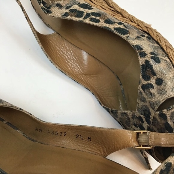Stuart Weitzman Heels Leopard Print Wedge Sandals - Picture 8 of 8
